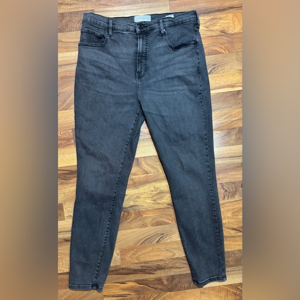 Everlane Jeans Womens 33 T Black Wash High Waist Straight Denim Preppy Slimming